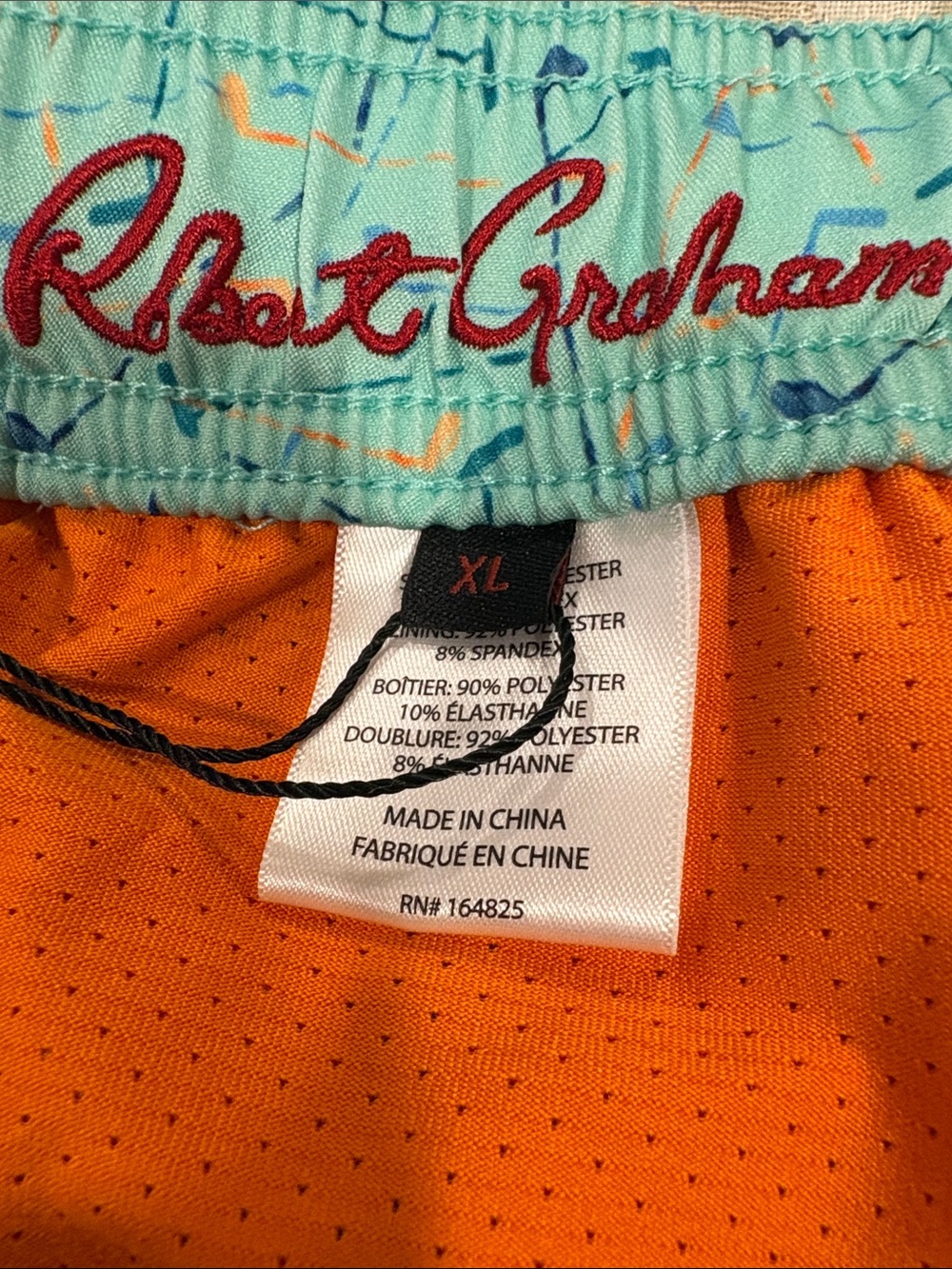 NWT Robert Graham Golf Clubs Print Swim Trunks XL Stretch Swim Shorts MSRP $98 - Picture 8 of 9